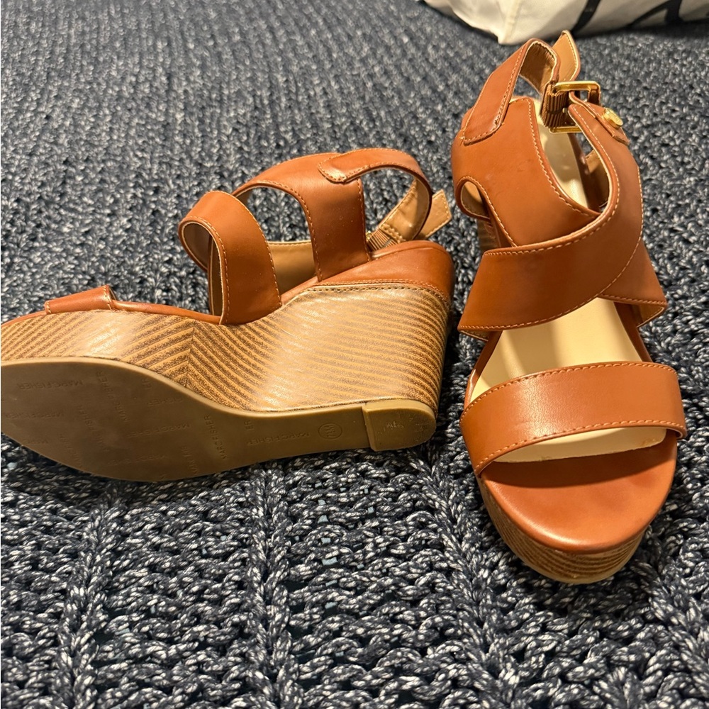Marc Fisher Tan Wedge Sandals